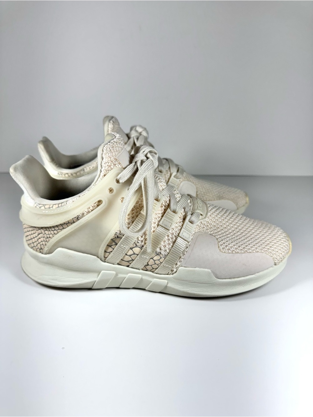 Adidas EQT ADV White Snakeskin Knit Sneakers Low Top Women 7.5 Athletic Running - Picture 2 of 8